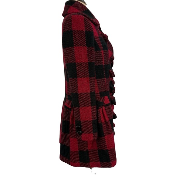 PLENTY Tracy Reese Red Plaid COAT S Buffalo Christmas Anthropologie Holiday - Picture 3 of 16